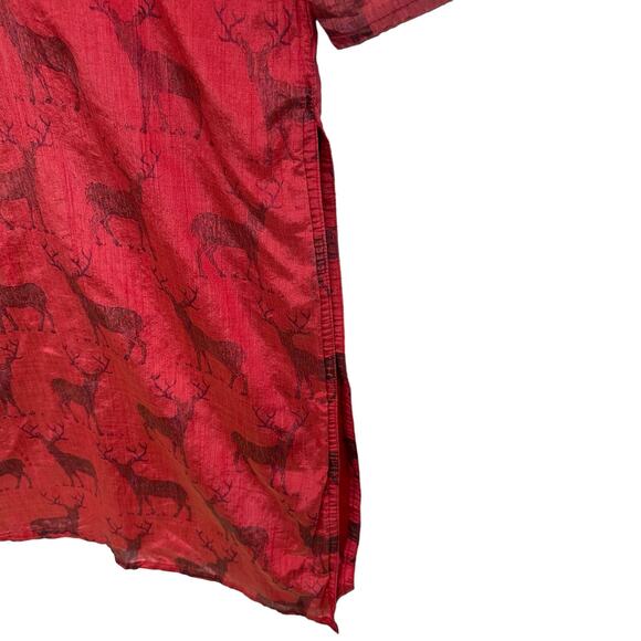 VTG Handmade Asian Cheongsam Deer Print Dress S/M Maxi Gothic Whimsigoth Graphic - Picture 6 of 10